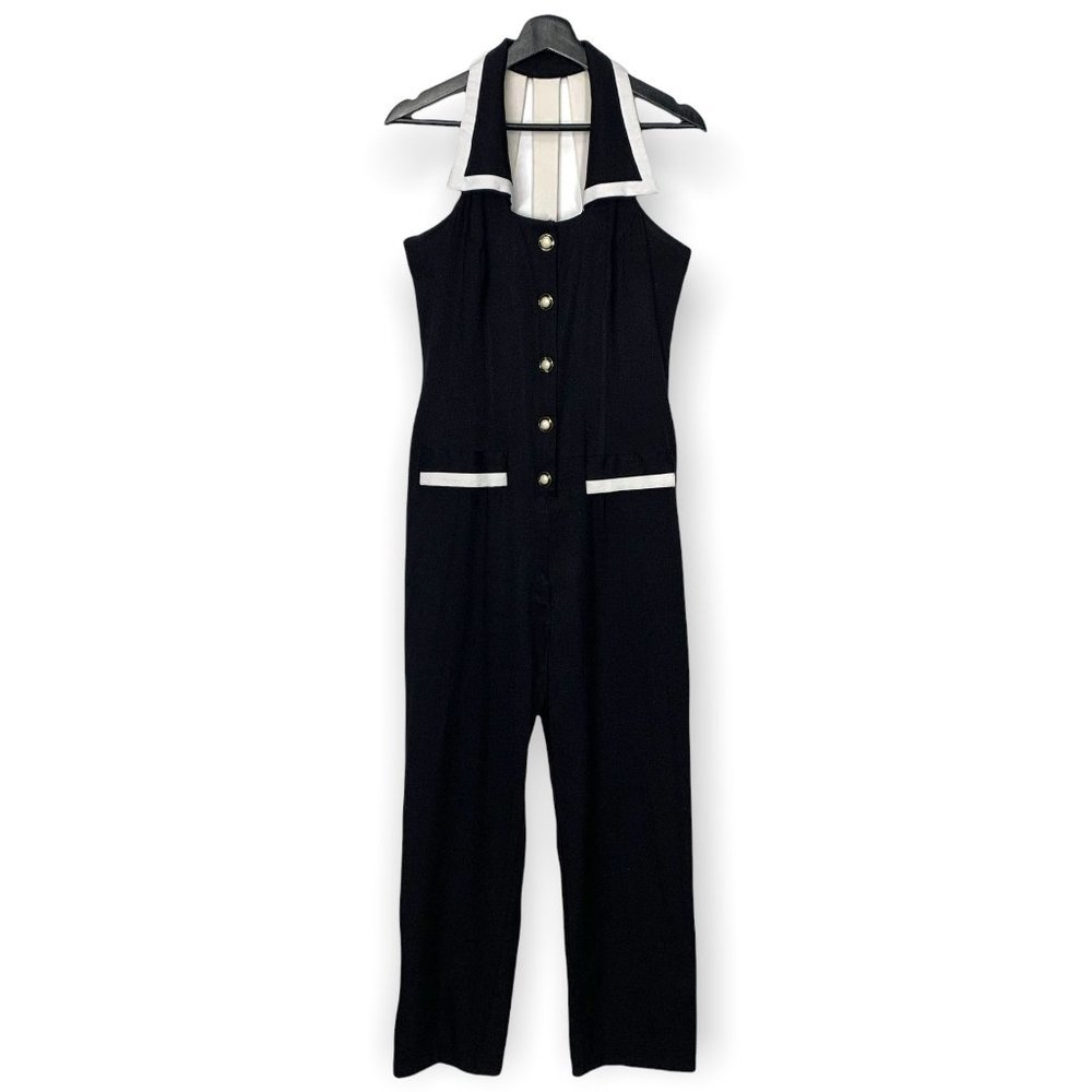 Vintage 90s Scarlett Halter Button Up Jumpsuit Small